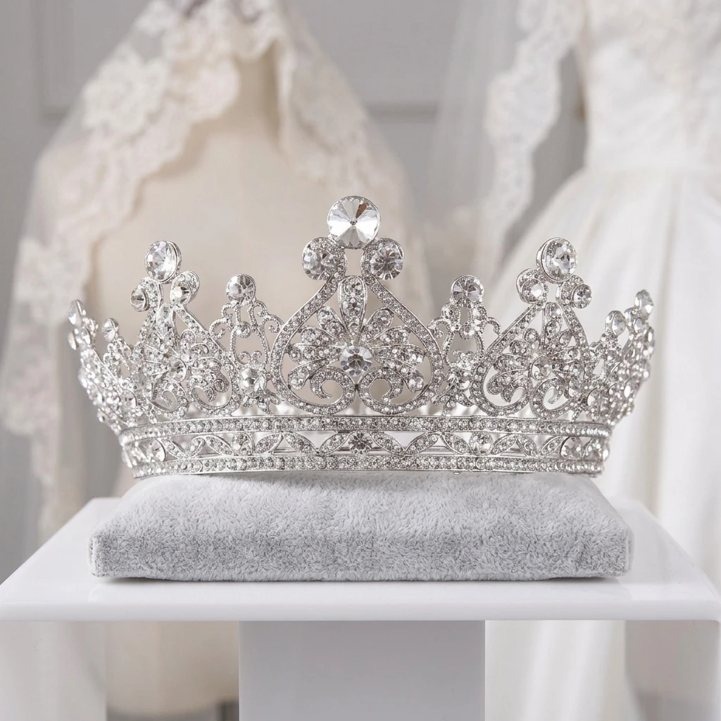 Sparkling Rhinestone Bridal Tiaras Full Round European Style Wedding Crown for Brides Ceremony Party Photoshoot Hair Jewelry view 2