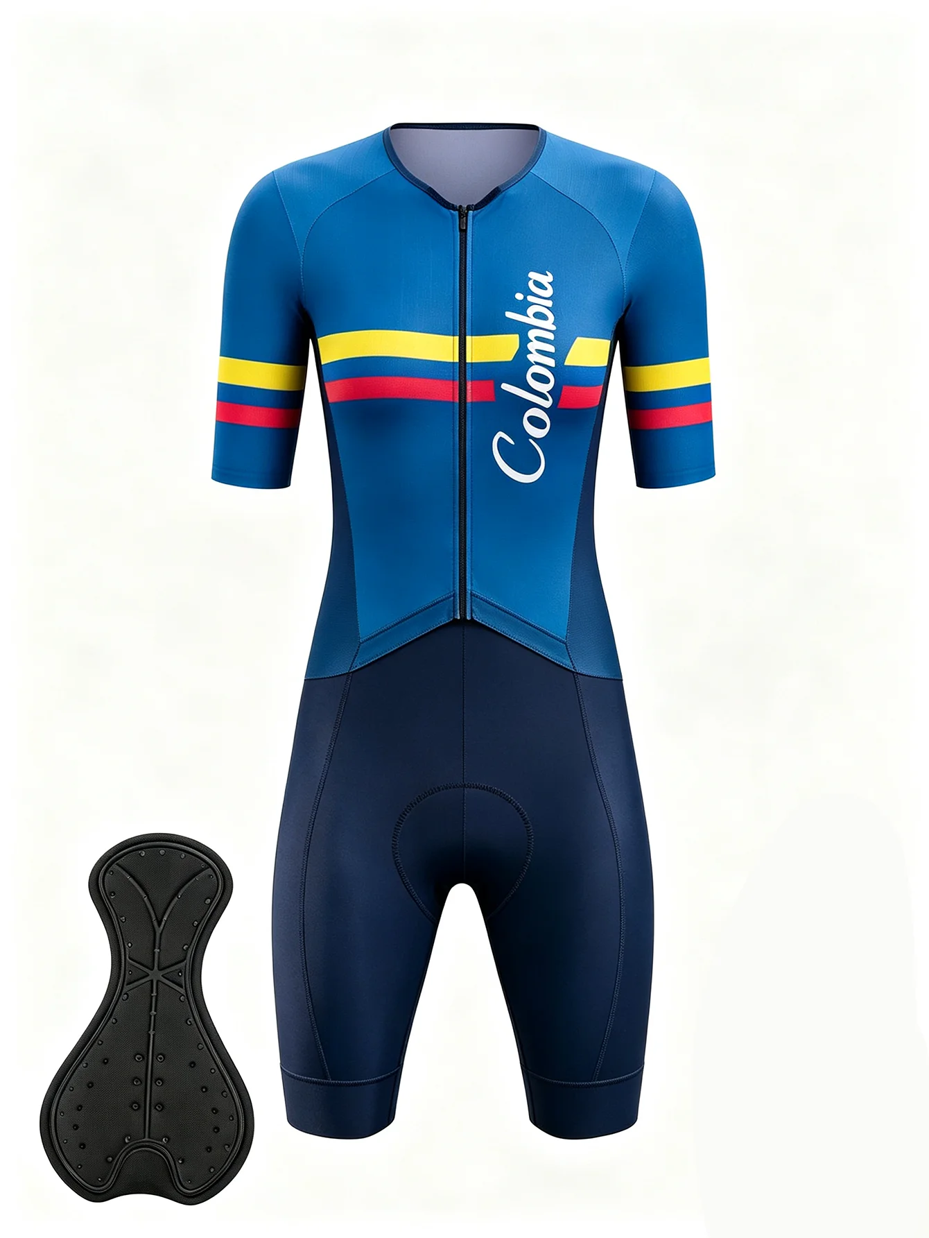 Support Fit Women‘s Cycling Bodysuit Short Sleeve Full Zip Crewneck, Breathable Quick Dry Lightweight Jumpsuit