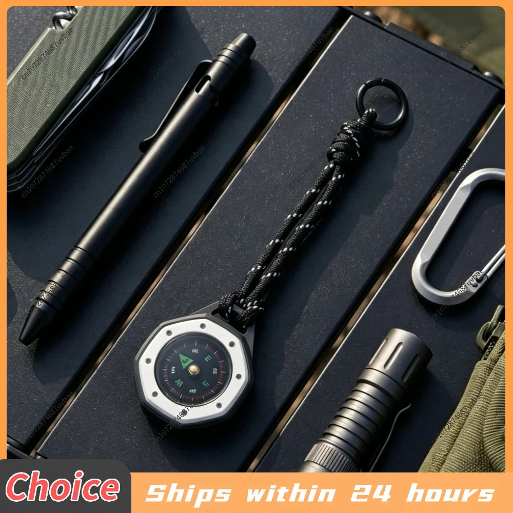 Octagonal Pocket Compasses High Precision Precisions Compass with Lanyard EDC Professional Compasses for Outdoor Camping Hiking