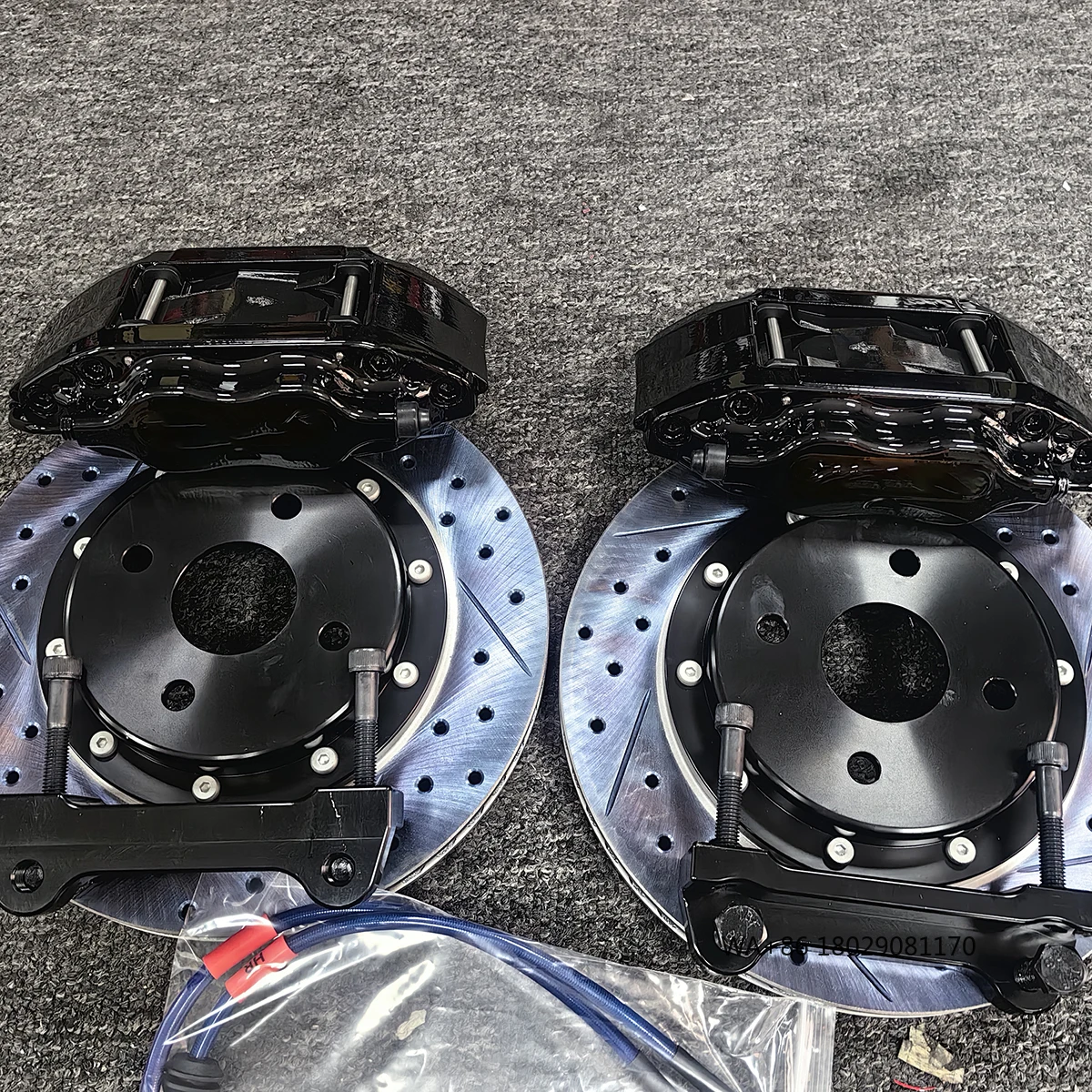 Brake Kit High-Performance Brake Caliper with 4 Pistons Rotor Brake Pad Kit for 15 Inch 16 Inch 17 Inch