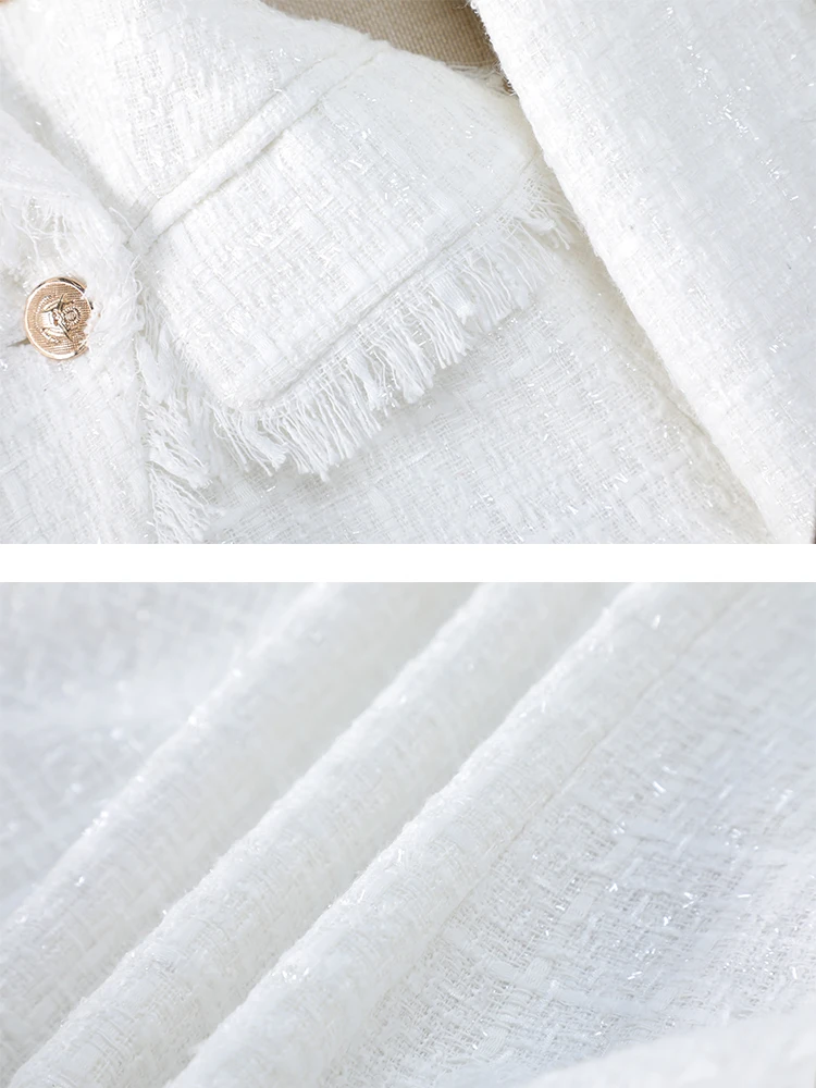 แฟชั่นสีดําสีขาวลายสก๊อตผู้หญิง Blazer สุภาพสตรีหญิงเสื้อแจ็คเก็ตลําลอง