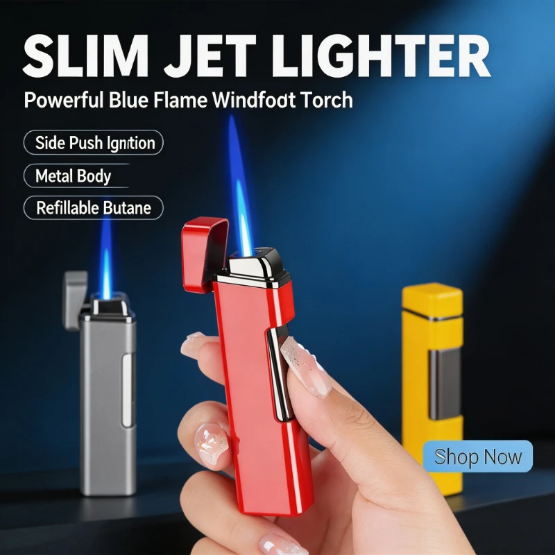 Metal Texture Brushed Lighter, Hot Sales New Clearance Price, Direct Charge One Click Ignition Windproof Butane Cycle Inflatable