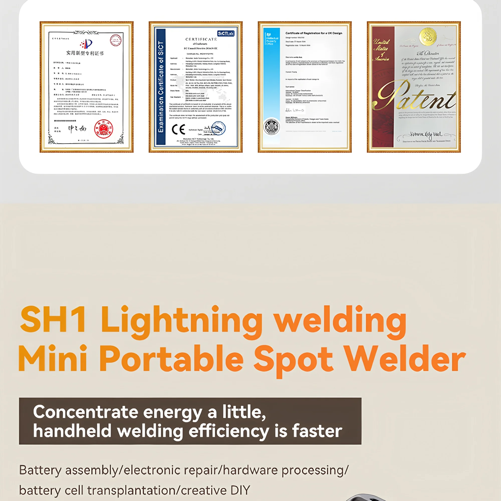 Awgem Portable Spot Welder DIY Handheld Spot Welding Machine 90 Gears Adjustable Spot Welding for 18650 Lithium Battery