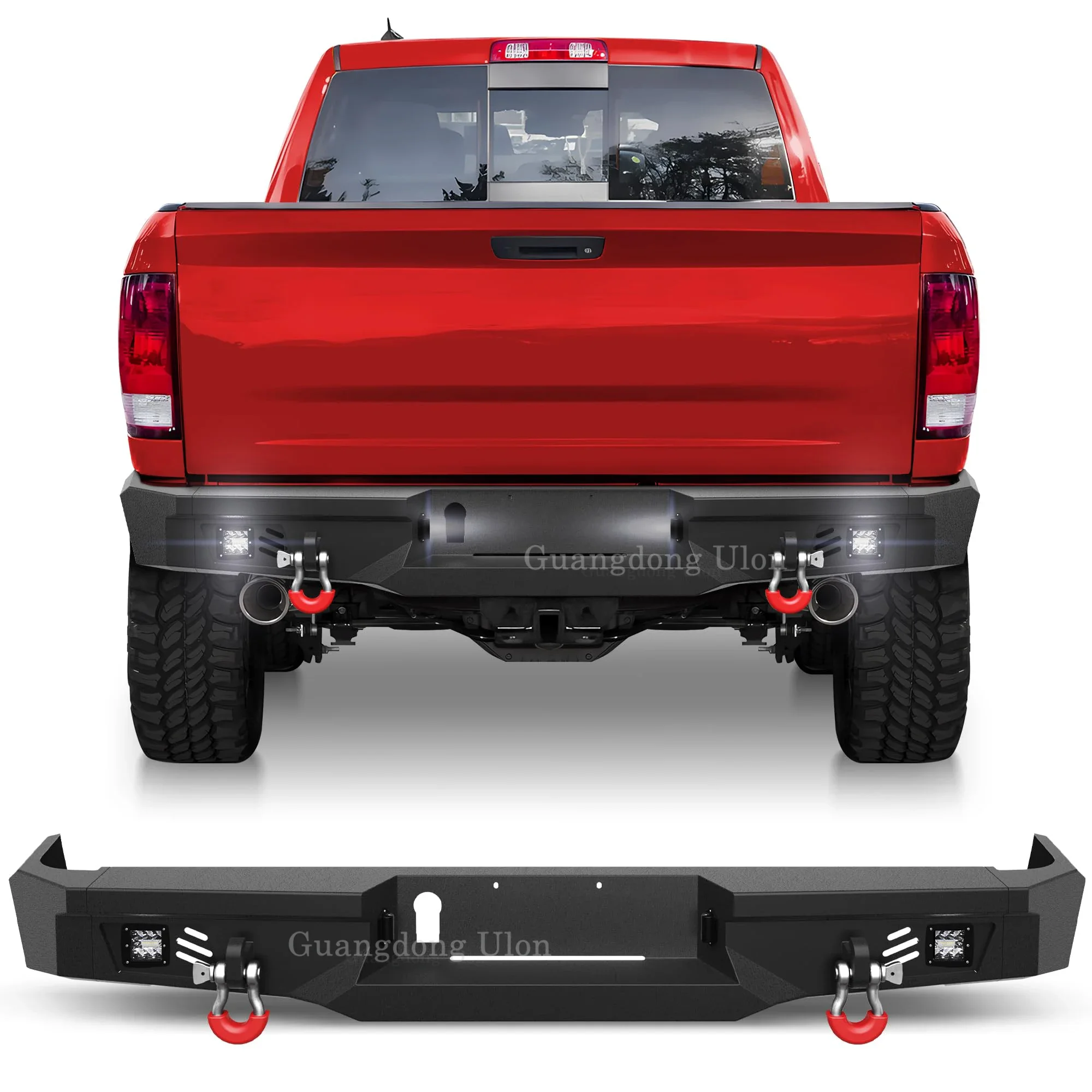 Factory Wholesale Ram 1500 Rear Bumper 4x4 Auto Accessories For Dodge Ram 2009-2018, With Step Plate, Fog Lights And D-rings