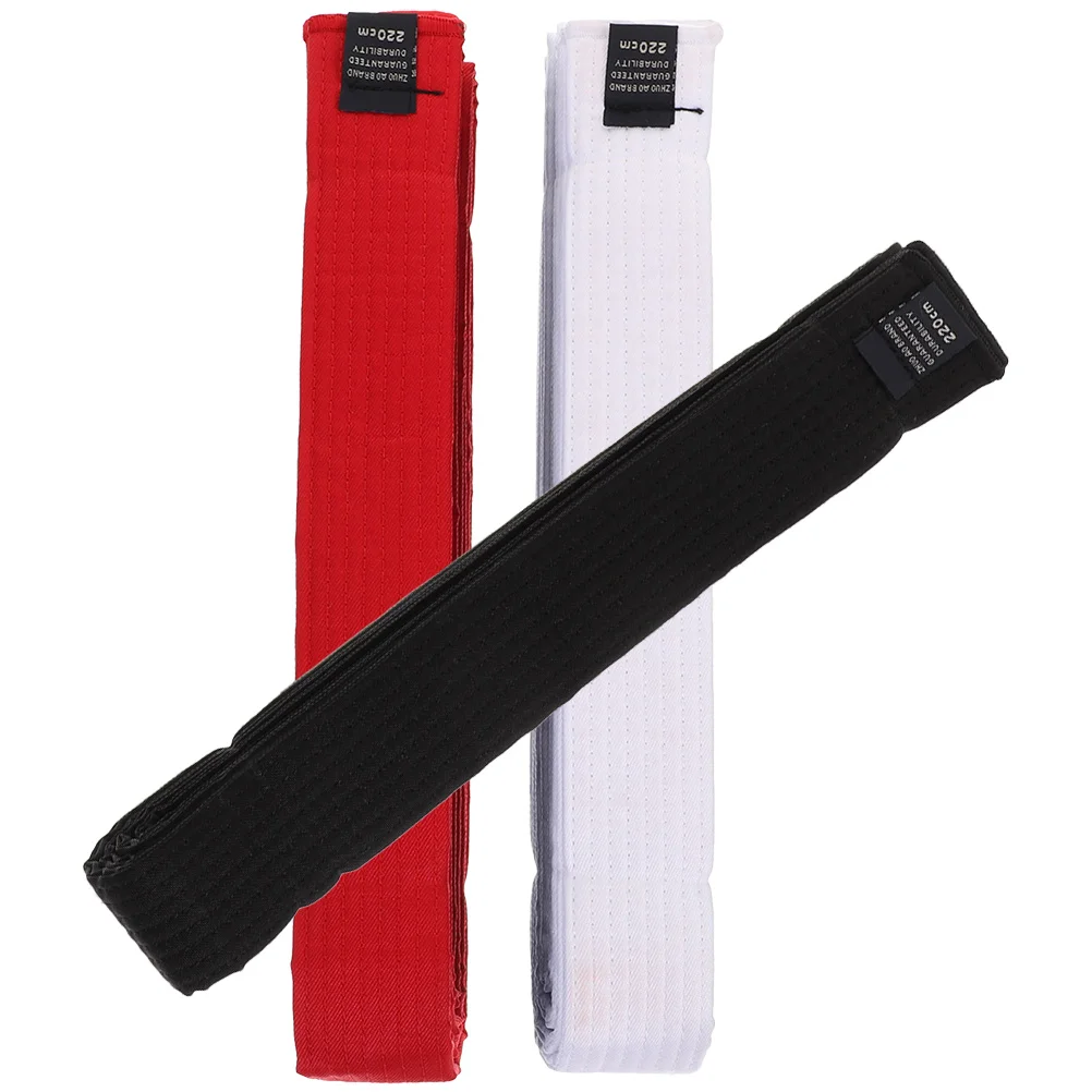 3 Pcs Men's Belt Taekwondo Cotton Waist Wrap Karate Costume Clothing Black Gift Kids Man