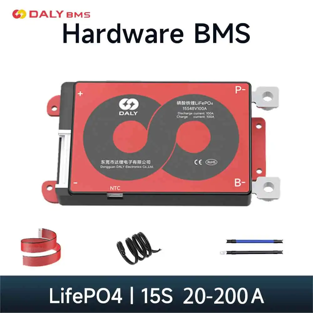 Плата Daly BMS Lifepo4 BMS 15S BMS с датчиком температуры NTC bms 15S 48V Lifepo4 40A 60A 100A 150A 200A Электрический аппарат