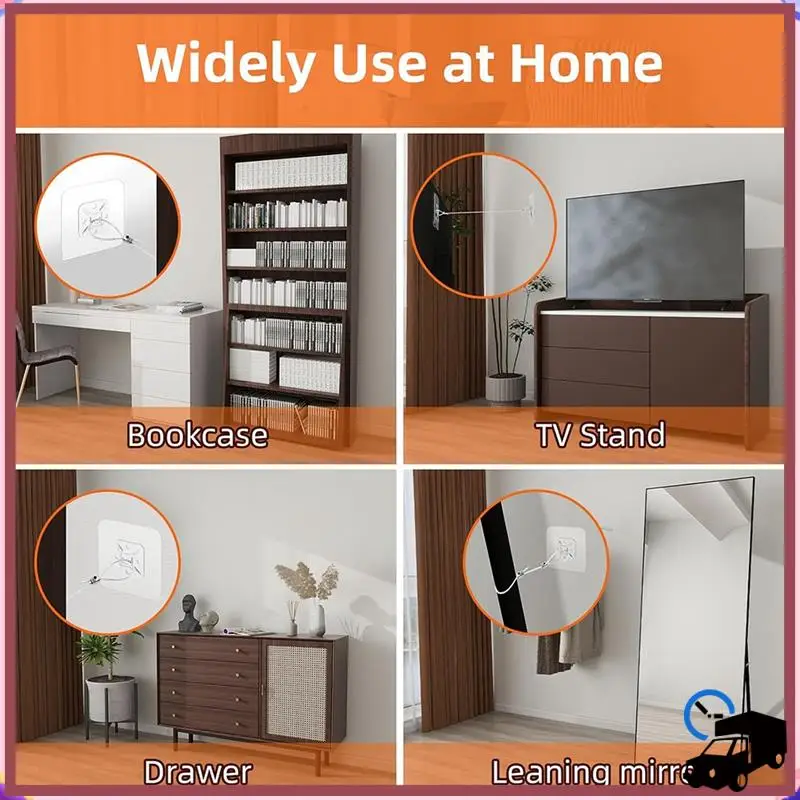 

Efficient 6 Pack Adjustable 42Inch TV Safety-Straps, No-Drill Adhesive Anti-Tip Furniture Wall Anchors Secure Flat Screens To Wa