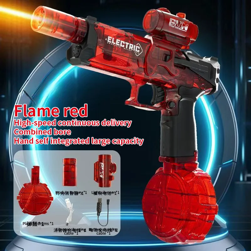 Pistolas de agua eléctricas de batalla, con pistola, bozal, llama, pistolas de chorro de alta capacidad, juguete de playa al aire libre de verano para adultos
