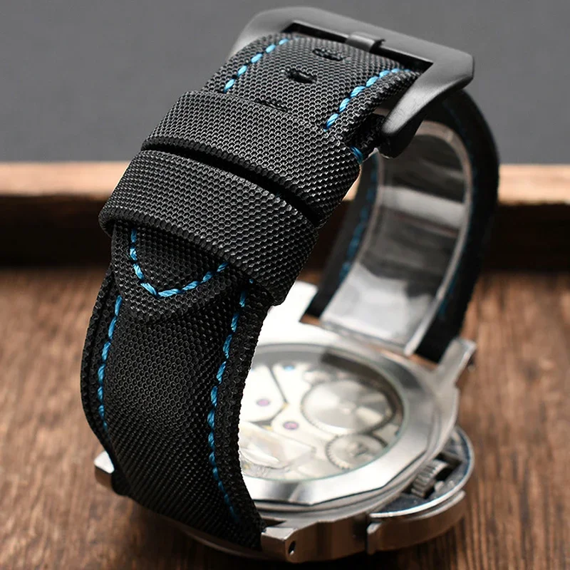 Nylon Carbon Fiber Watchband For Panerai PAM1661 441 watch GT2 Magic2 BELL ROSS 22/24/26MM Blue black Watch Strap band bracelet