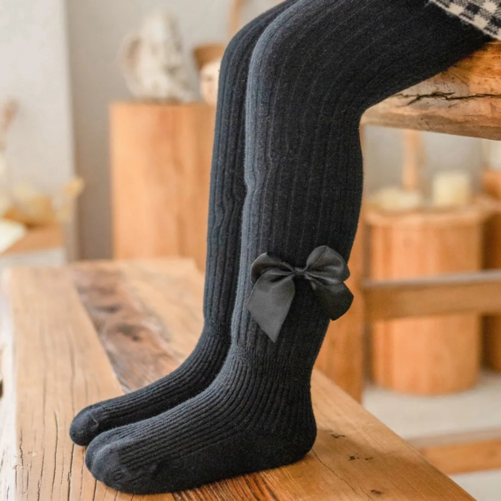 Warm Velvet Bow Cashmere Tights Cotton Toddler Stocking Warm Tights Thickened Bowknot Pantyhose Winter view 2