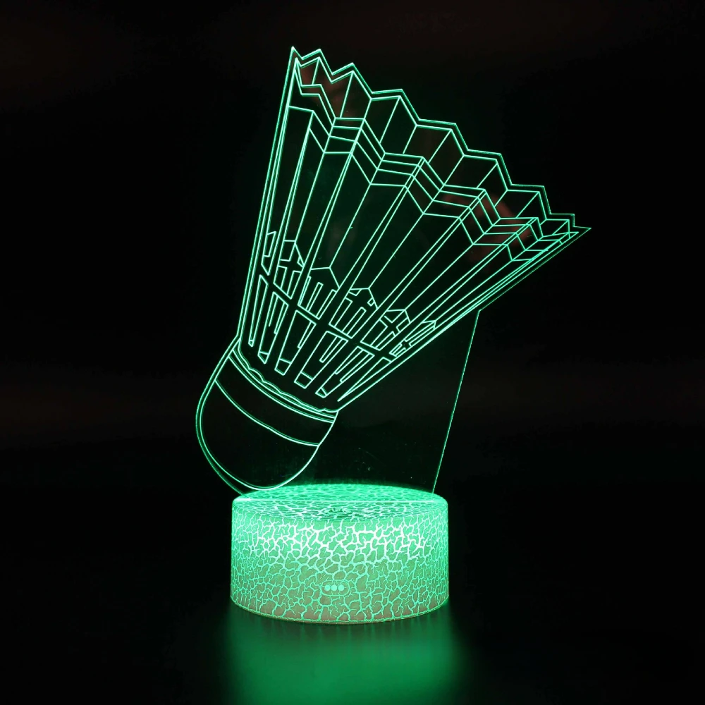 Badminton Night Light for Kids 3D Illusion Night Lamp USB LED Table Lamp 7 Color Changing Room Decor Birthday Christmas Gifts