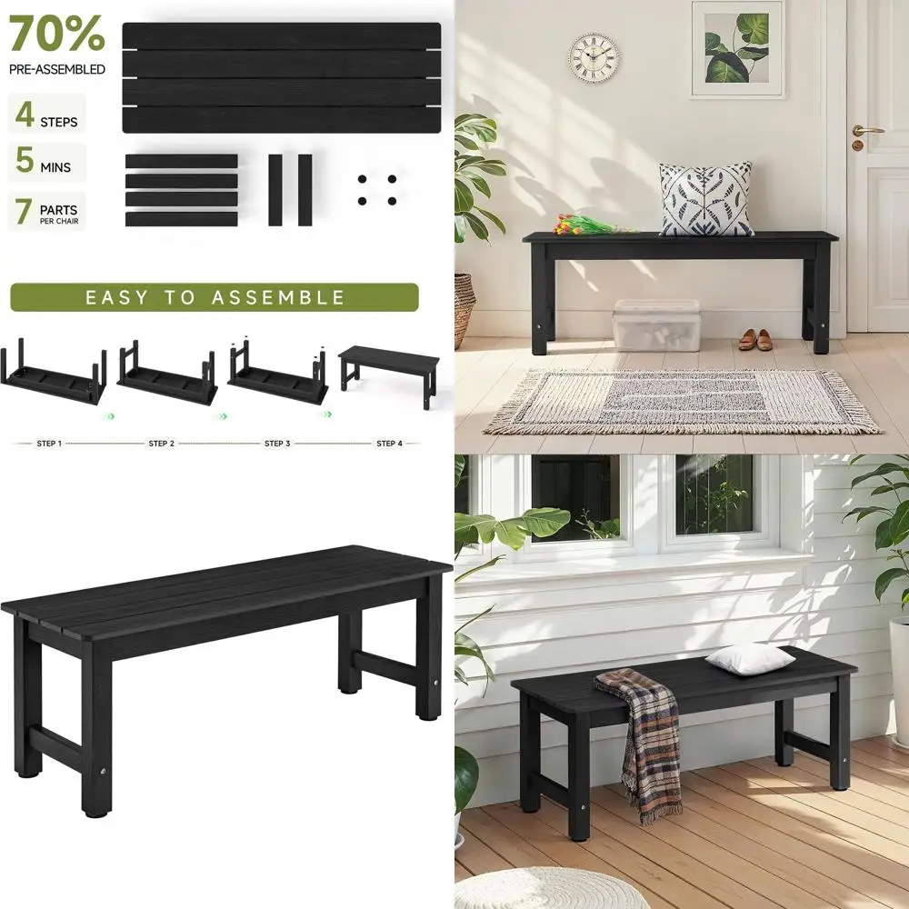 

Устойчивая к погодным условиям двухместная скамейка из полимерного материала для улицы — идеально подходит для патио, сада, веранды и парков, простая в сборке, B