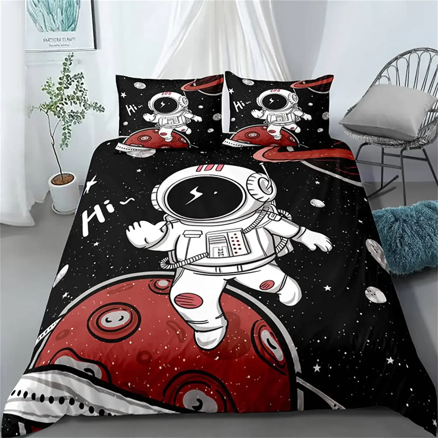 Space Astronaut dekbedovertrekset voor jongens meisjes kinderen Twin beddengoed set Galaxy Space themed slaapkamer decor polyester dekbedovertrek