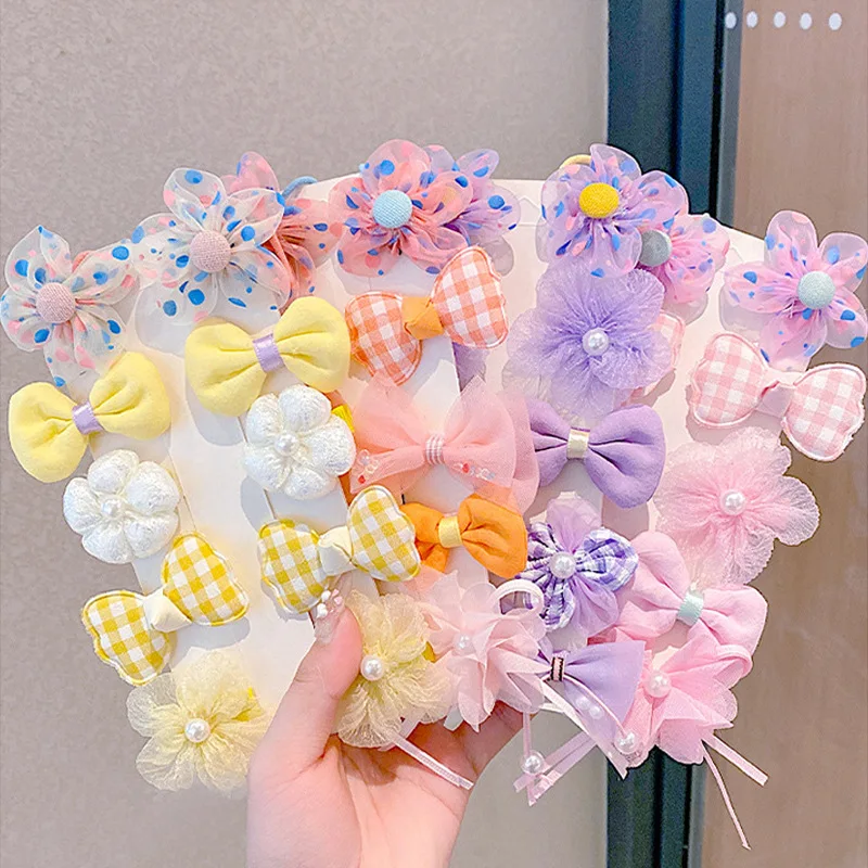 10 Pcs/1 Sets Kids Cute Colorful Bow Hair Accessories for Girls Toddlers Flowers Modeling Princess Hair Clips Hairpin Headdress