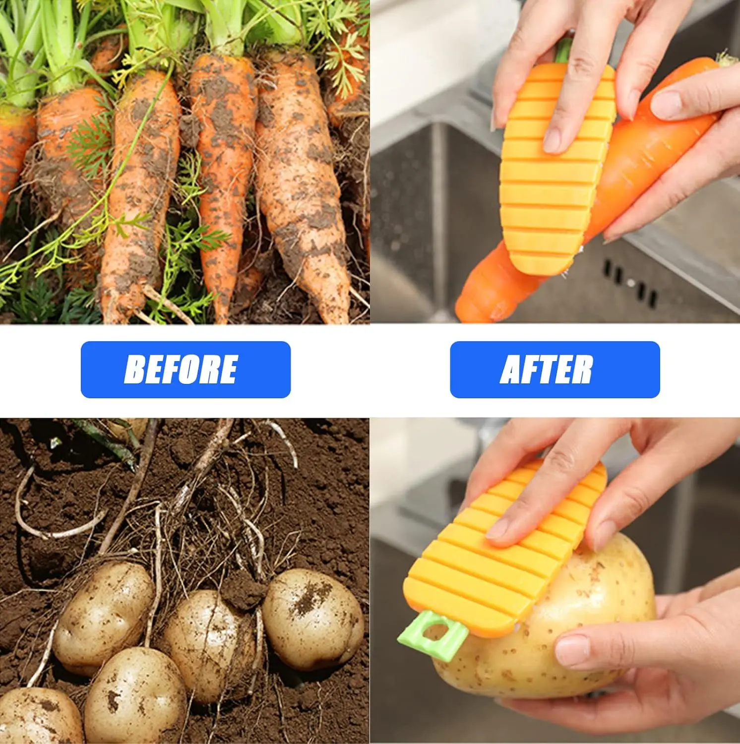 Vegetable Brush Set Potato Scrubber Food Carrot Pattern Flexible Bendable Cleaning Tool Mushroom Potato Corn Egg Kitchen Supplie