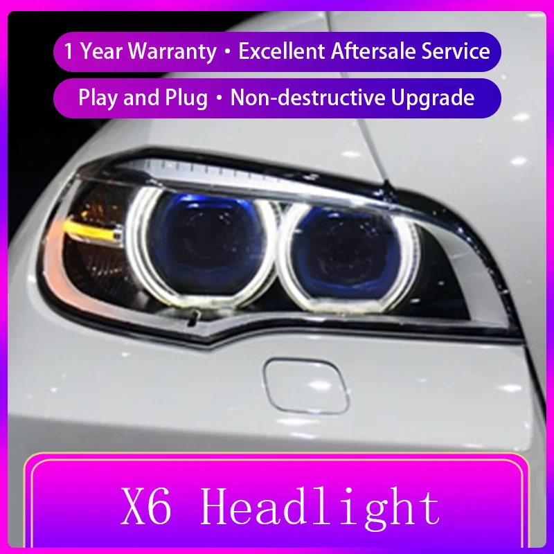 Car Accessories Styling For BMW X1 E71 2008-2014 Front Lamp DRL Headlight Turn Signal Highlight LED Bulbs Projector Lens Auto