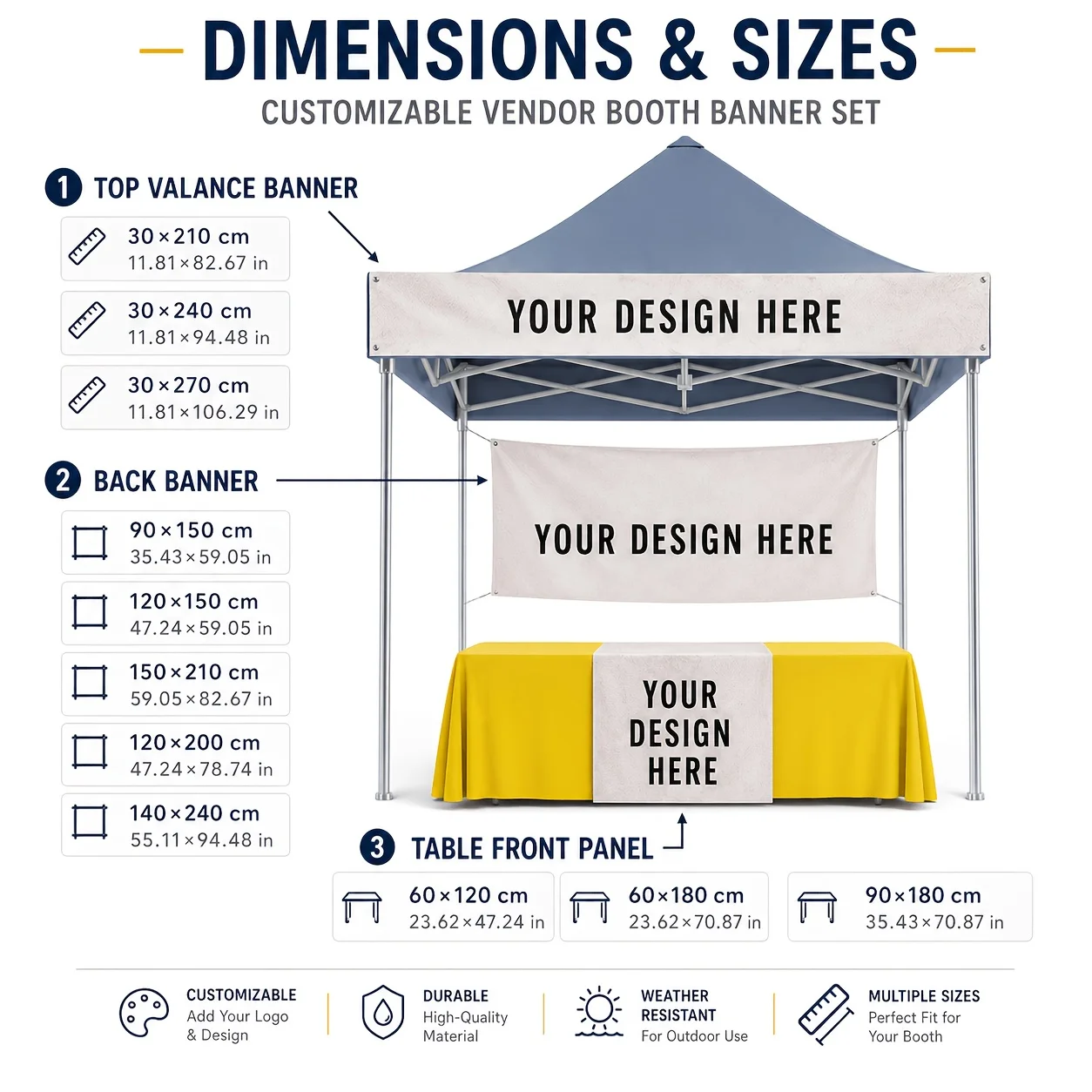 1pc Personalized Table Runner & Tent Banner Combo with Logo Wording and Shop Identity - for Boutique Displays and Seller Fairs
