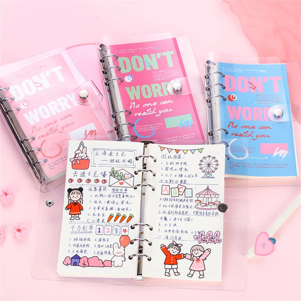 Ins Loose Leaf Notebook Pvc Cover Binder Handbook Cute Blank Refillable Korean Style Coil Scrapbook Journal Student Supplies