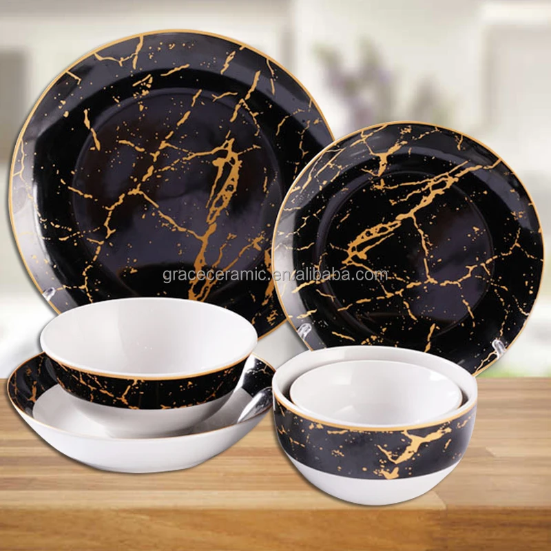 

Luxury Fine China Porcelain 24 Pieces New Design Dinner Set Ceramic Tableware Set Custom Made Dinnerware Sets for 6 People