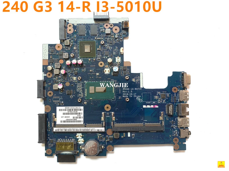 For HP 240 G3 14-R Motherboard With Graphic + I3-5010U CPU Used AS046 LA-B971P Mainboard N15V-GM-S-A2 100% Working