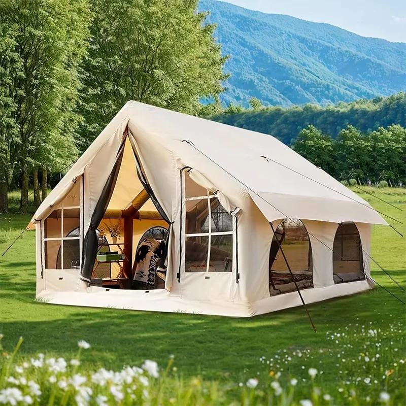 Wholesale Custom Logo Inflatable Camping 5~8 People Tent House Outdoor Waterproof Camping Large Blow up Air Tents