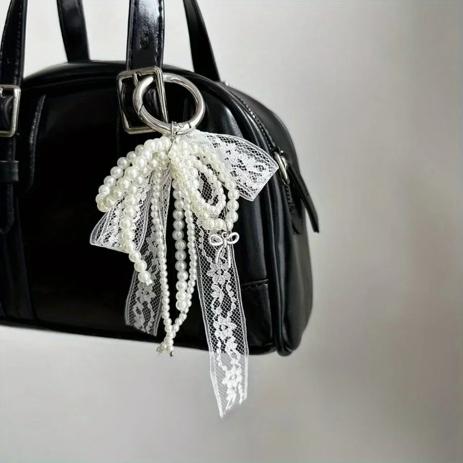 Pearl Lace Bow Pendant Fashionable Bag Keychain