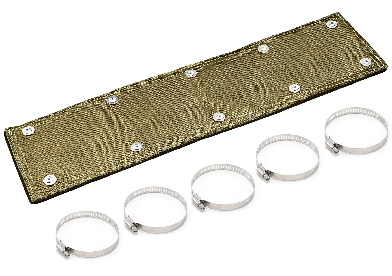 

6x24 Inch Two-Ply Titanium Exhaust Heat Shield With 5 Stainless Steel Clamps, 1350°F Rated For Wiring And Hoses