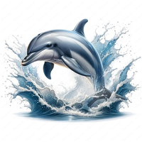 QT639# Realistic 3D Dolphin Stickers, Bedroom Entryway Living Room Porch Home Decoration Wall Stickers, Removable Stickers