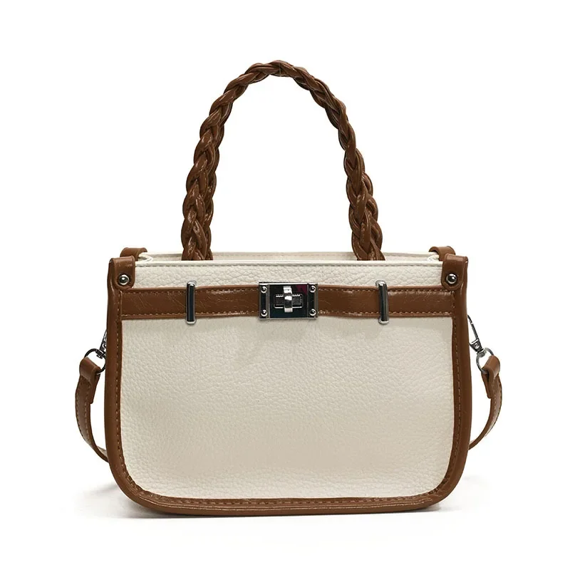 Весна и осень 2024, нишевый дизайн, контрастные цвета, сумка ручной работы, женская большая вместительная сумка-тоут из личи, корзина для овощей