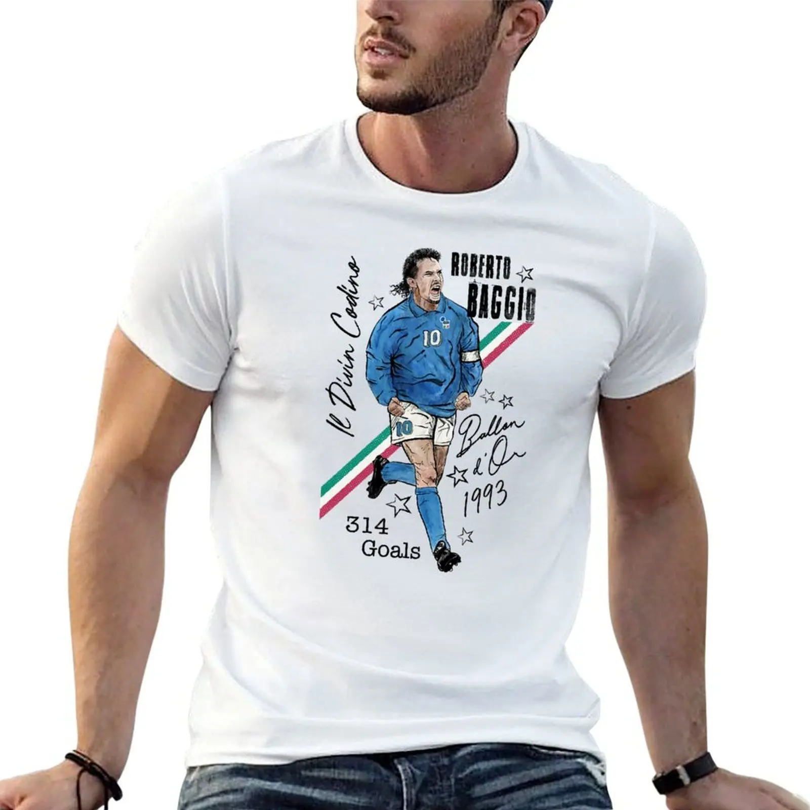 

R.Baggio - Il Divin Codino T-Shirt man t shirt cotton high quality mens graphic t shirts T-Shirt
