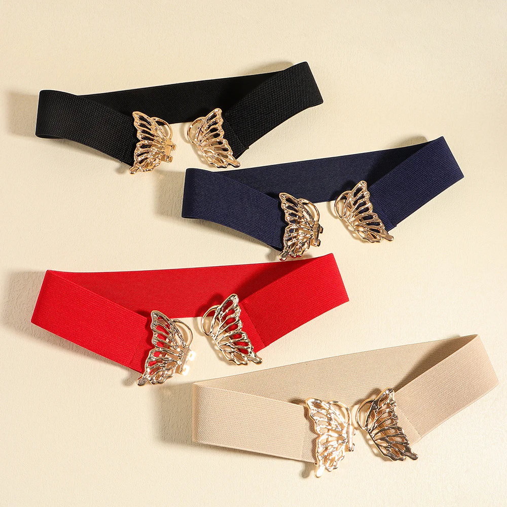 Fashion women\'s butterfly belt elastic elastic buckle waist seal decorative shirt dress waist trim