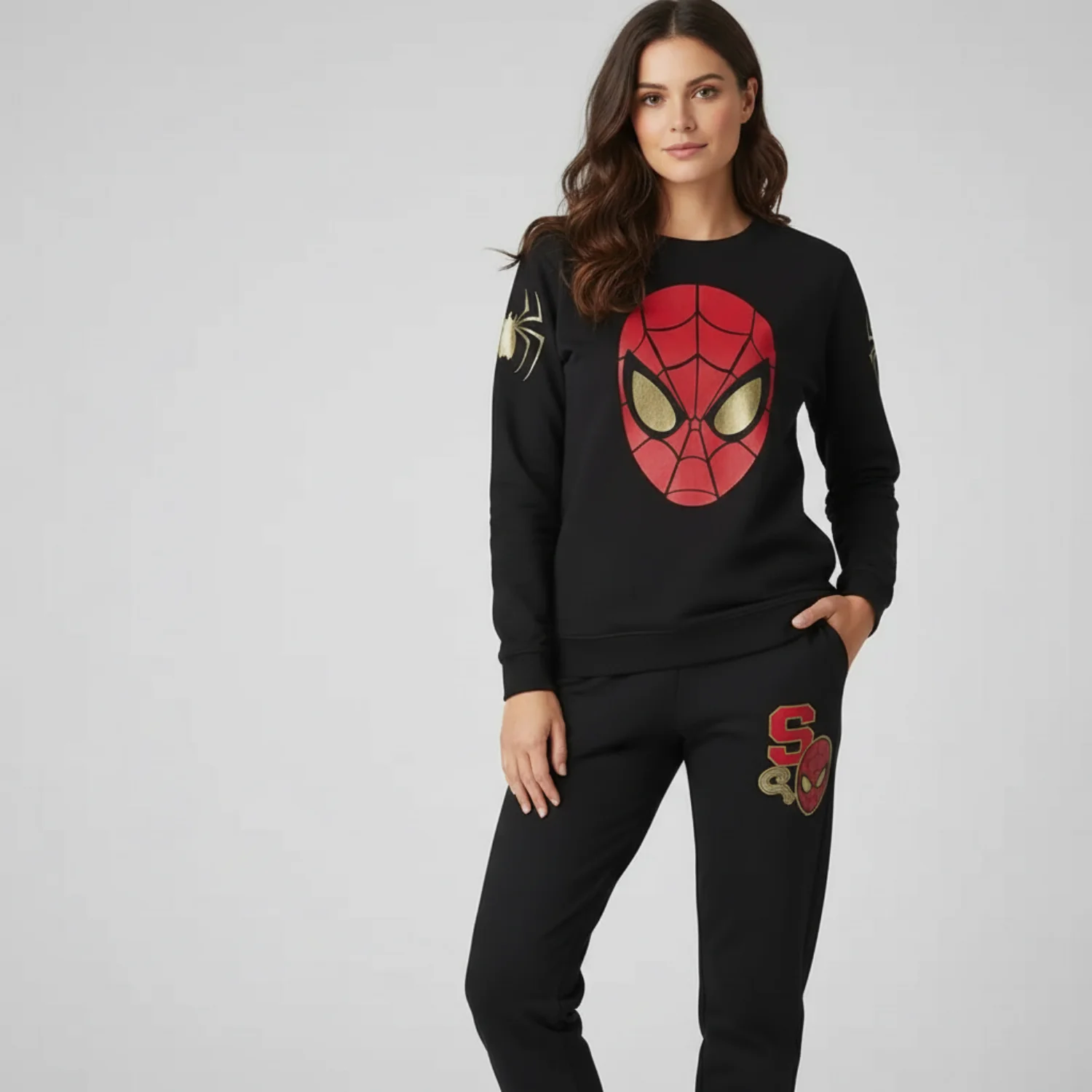 Spider-Man – ensemble sweat-shirt pour enfants, tenue Marvel pour garçons, col rond, vêtements de détente, graphique héros, sous licence officielle, NWT