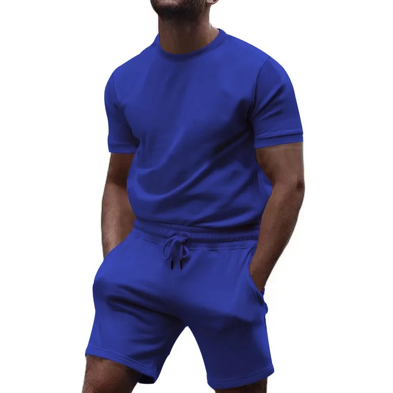 

Men's Short Sleeve T-Shirt Shorts 2 Piece Set Casual Athletic Tracksuit