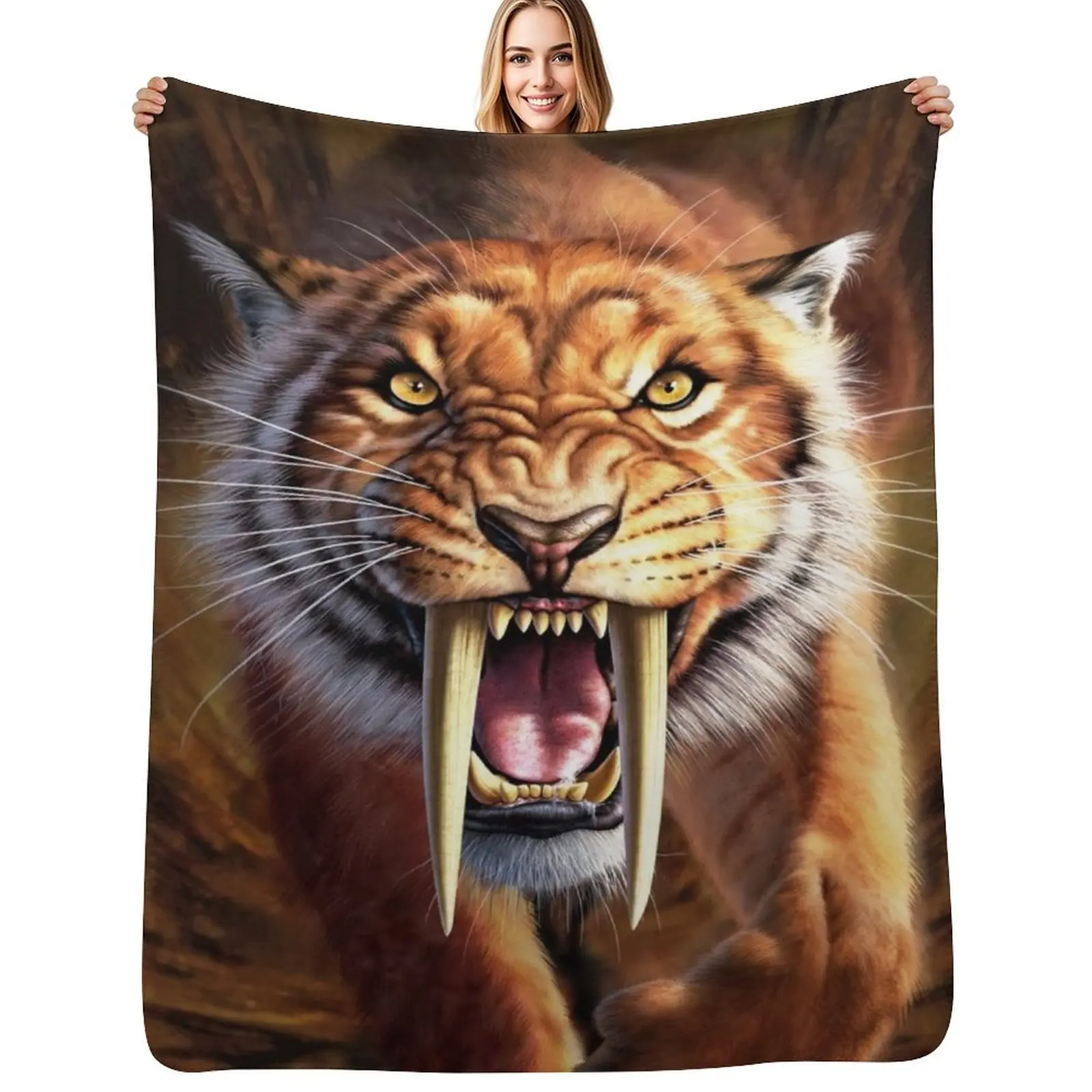 

Sabertooth! Throw Blanket Fade Resistant Durable Throw Blanket