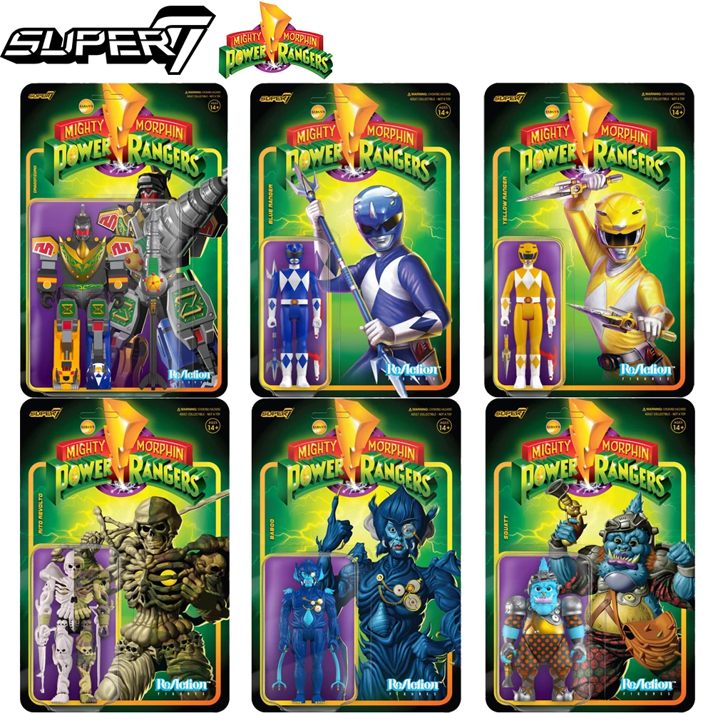 In Stock Original Super7 Mighty Morphin Power Rangers Reaction Figure Wave 3 Dragonzord Rito Revolto Baboo Squatt Action Figures