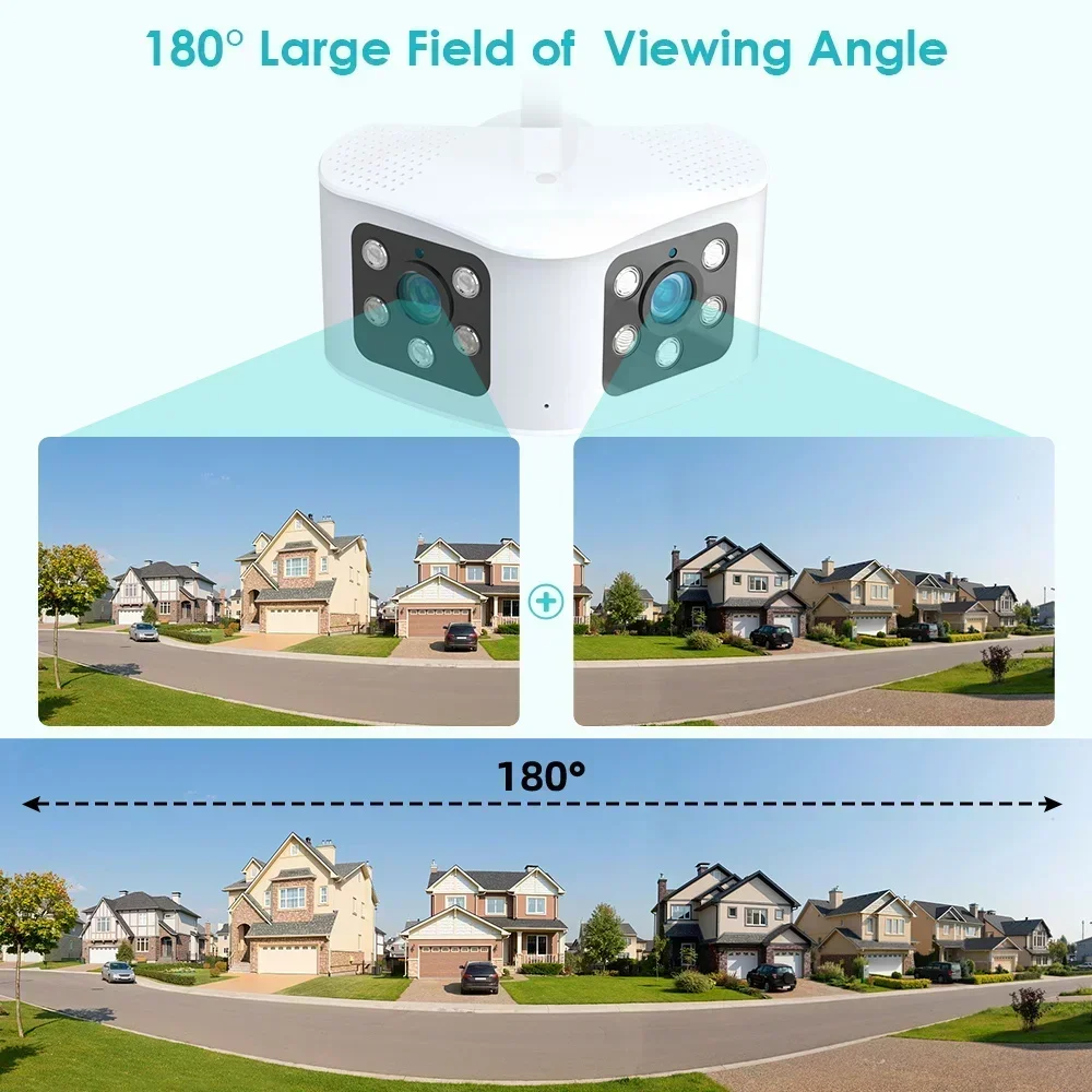 180° Ultra Wide View Angle Dual Lens  6MP Panoramic WIFI Camera AI Human Detection Alarm 6MP Outdoor Video Surveillance Camera