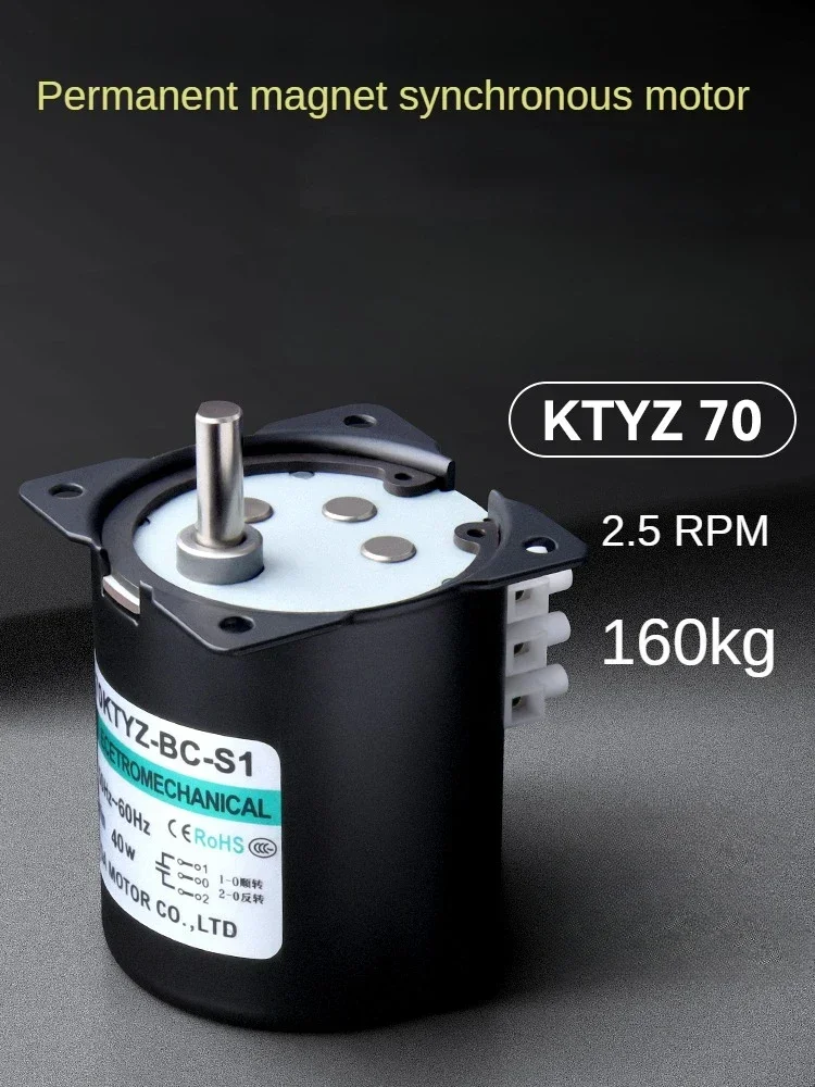 Permanent magnet synchronous motor 40W micro slow and low speed reverse rotation motor 220V AC gear reduction motor