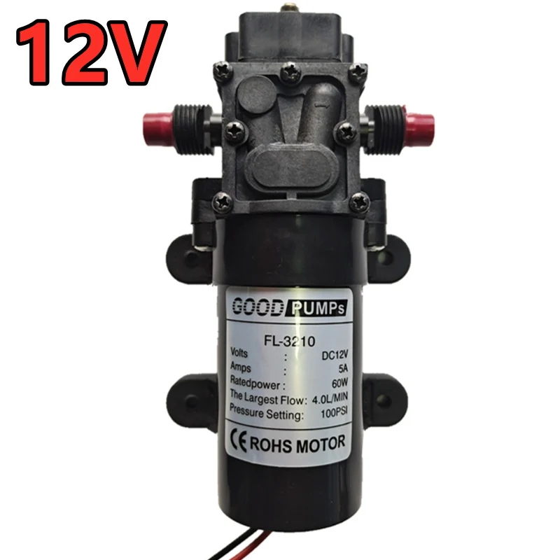 DC 12V 100PSI 60W / 24V 130PSI 80W Electric Water Pump Micro High Pressure Diaphragm Water Pump Sprayer