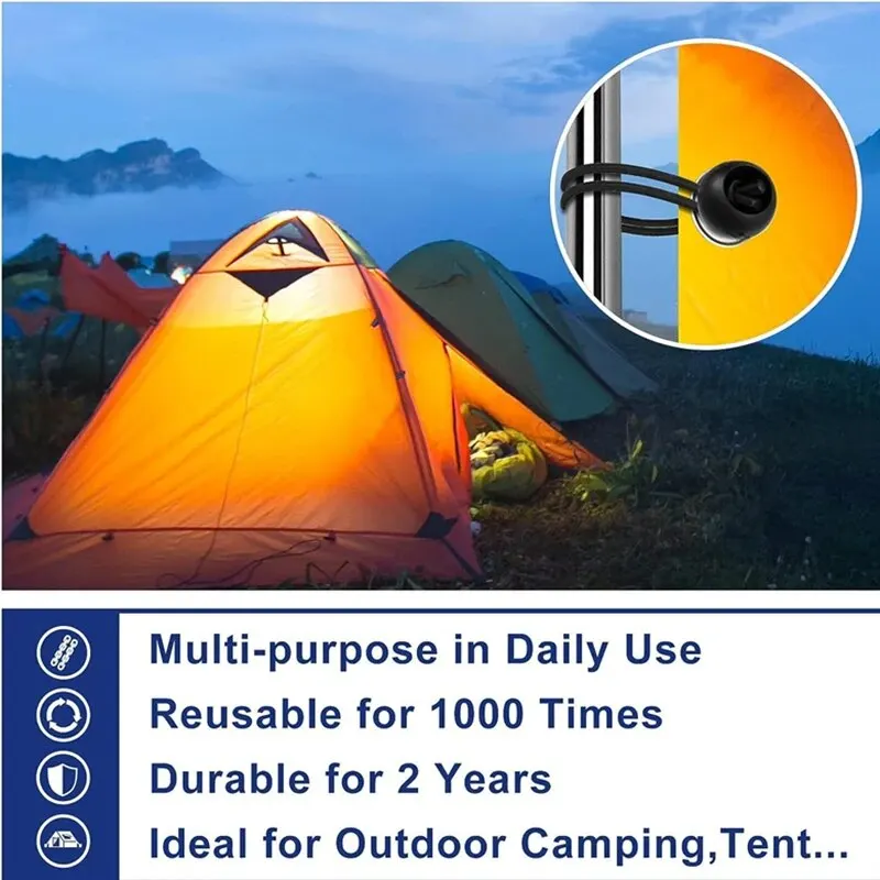 Outdoor Elastic Ball Rope Bungee Cords Portable Tent Fixing Tarpaulin Awning Canopy Heavy Duty Tarp Tie Down for Shelter Cargo image 5