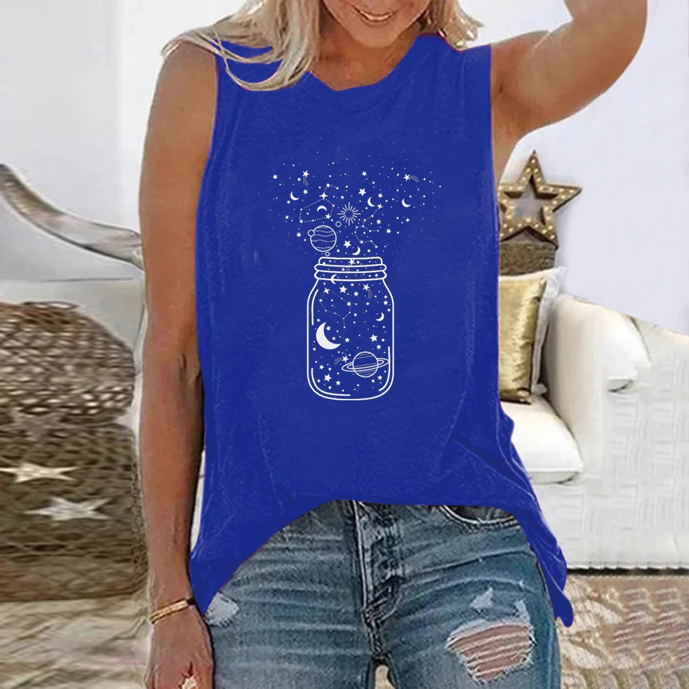 Summer Planet Bottle 3D Print Tank Tops Women Fashion Streetwear Oversized O-Neck Vest Off Shoulder Sleeveless Woman Camisole