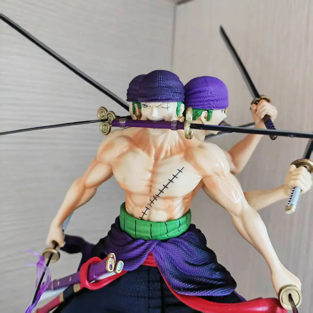 Anime de una pieza, 24 cm, estilo de nueve hojas, Roronoa Zoro, nueve cuchillos, estatua coleccionable, modelo, figura, adornos, regalos