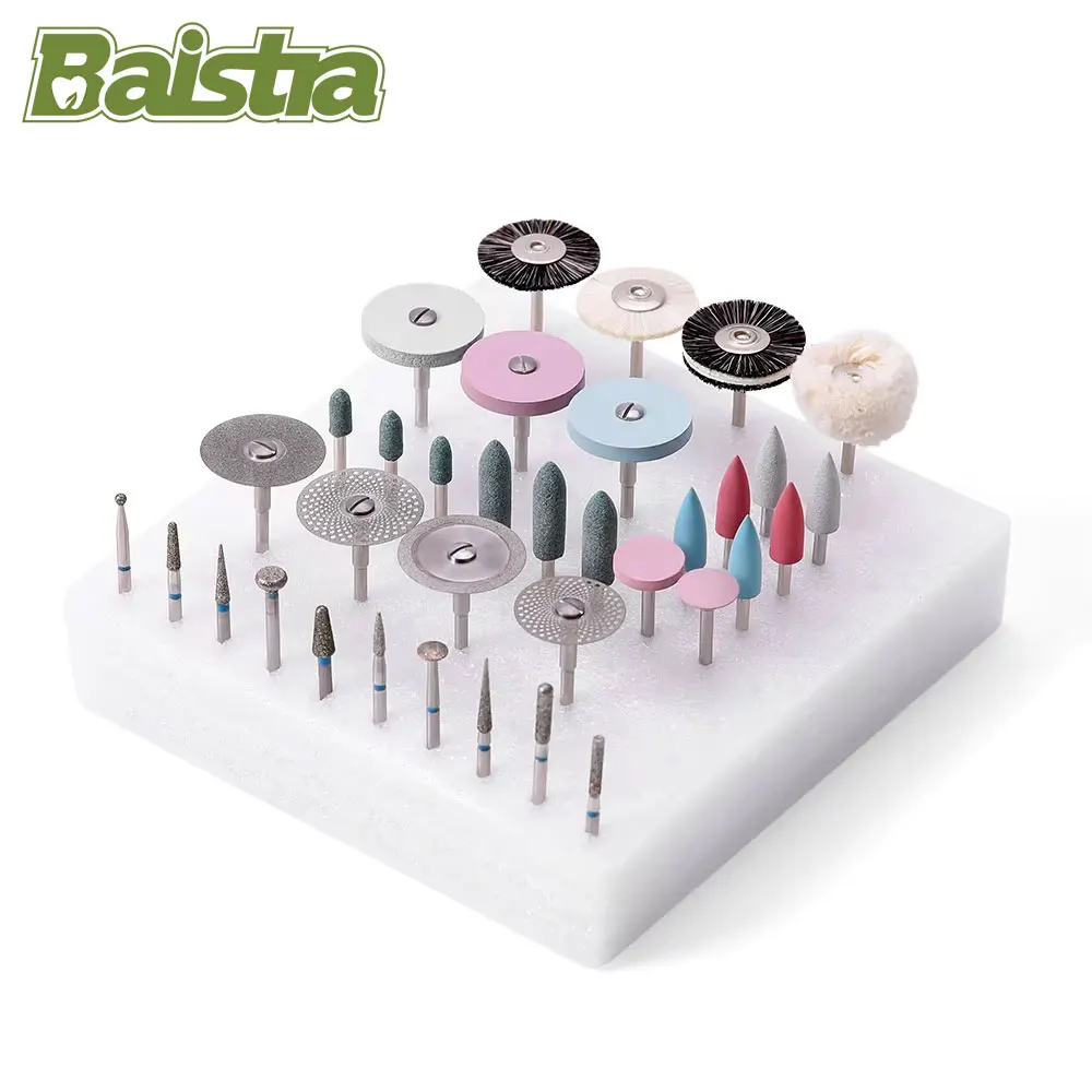 

35/51 Pcs/Box Dental HP Polishing Kit for Ceramics/Porcelain Diamond Burs Brush Dentistry Lab Polisher Set Dentist Grinding Tool