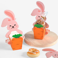 10pcs Rabbit With Carrot Candy Storage Box Cute Bunny Cookie Snack Boxes Kids Birthday Gift Package Holder Easter Party Supply