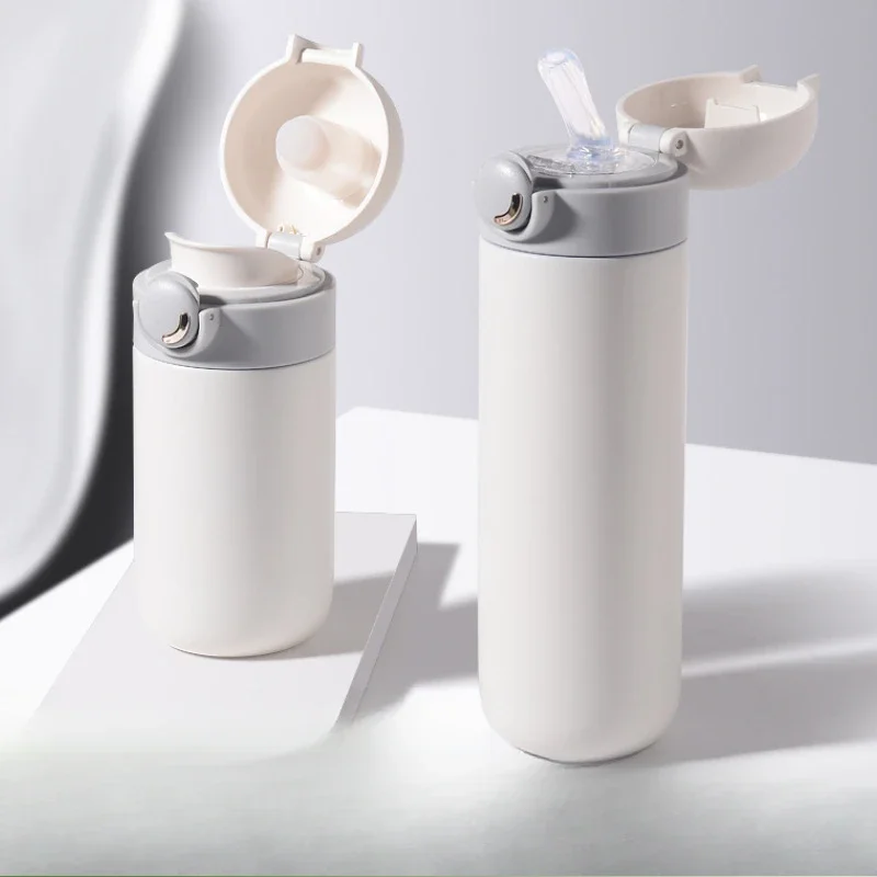 280/500ml High Aesthetic 316 Stainless Steel Insulated Bottle Creative Straw Bouncing Cup Student Water Bottle Accompanying Gift
