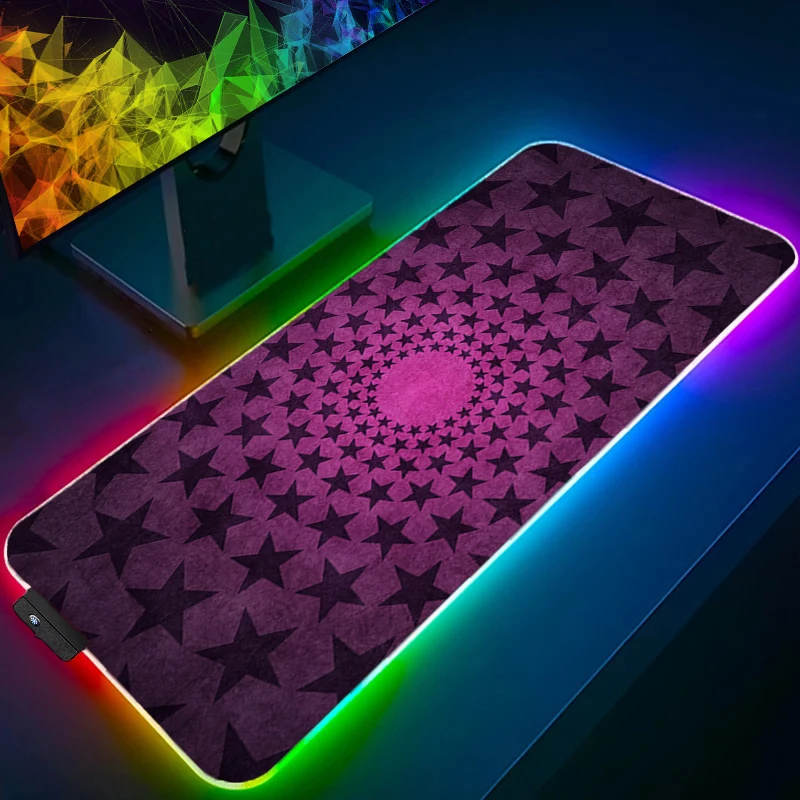 RGB Mouse Pad Alice in Wonderland Backlight Large PC Computer Gamer Gaming XXL Accessories LED Mousepad Keyboard Desk Mat Carpet