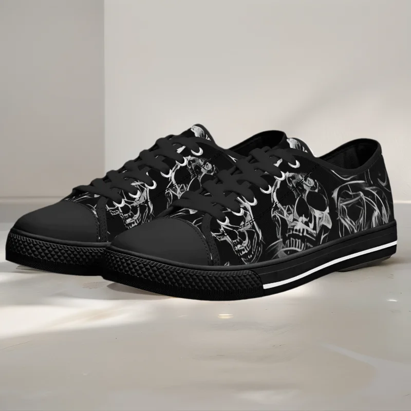 

Funny Skull Prints Men's Classic Low Top Canvas Shoes Teenage Boy Vulcanized Shoes Flats Walking Sneakers High Quality Footwears