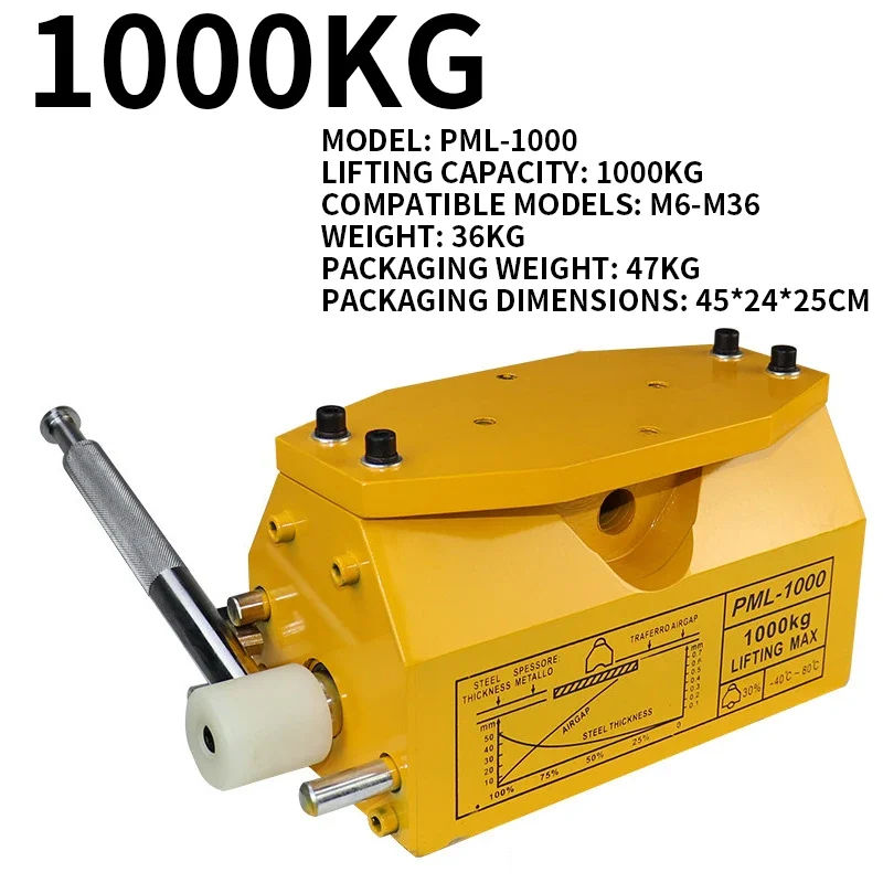 Base de levage magnétique permanente pour machine à tarauder ; Mandrin de levage magnétique robuste ; Force de maintien magnétique puissante de 300 kg/1000 kg