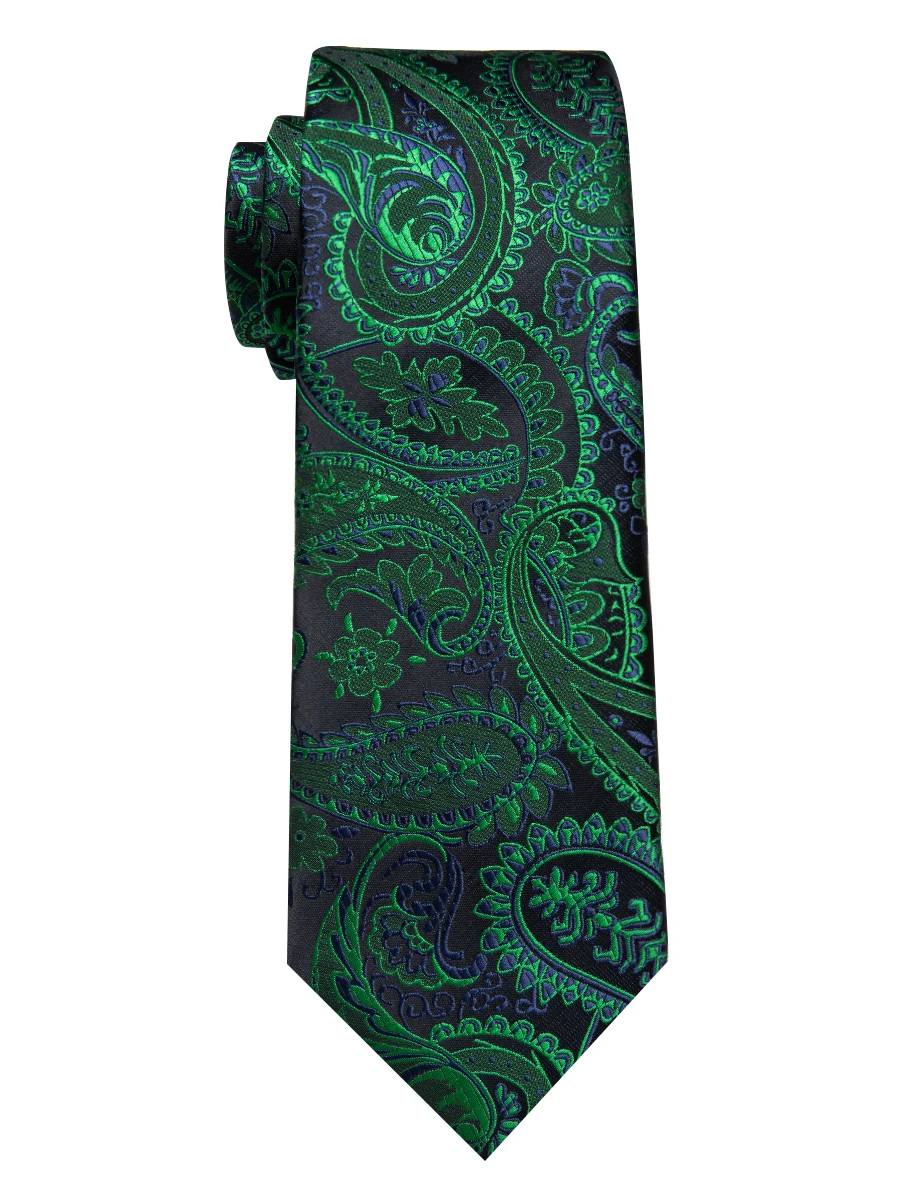 Corbata de seda de cachemir para hombre, corbata de alta calidad con estampado floral, azul y verde, con Clip, accesorios para hombre