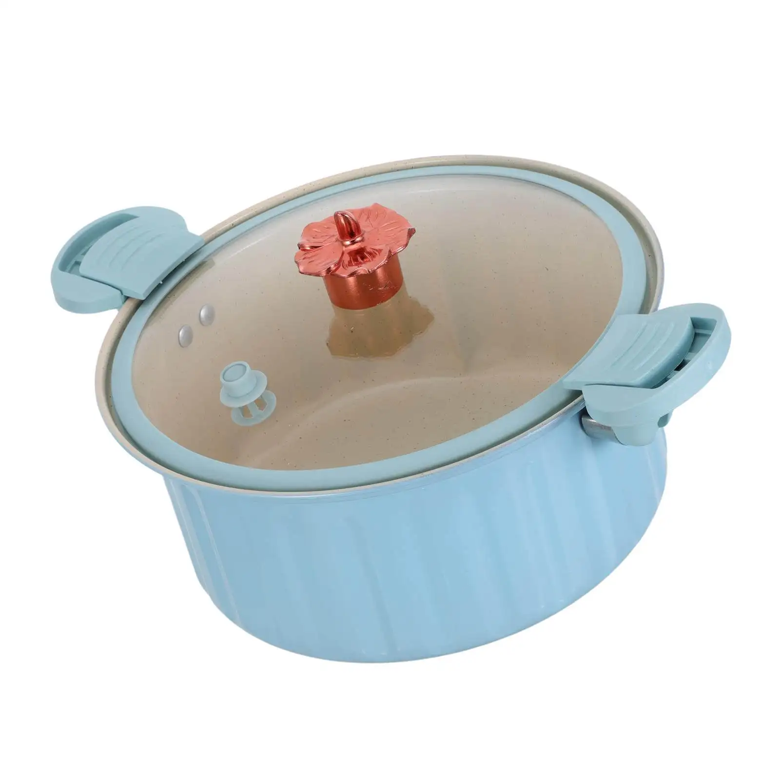Micro Pressure Cooker 8L Non-Stick Stew Pot Glass Lid Anti-Scald Handle Quick Soup Pot Induction Gas Stove
