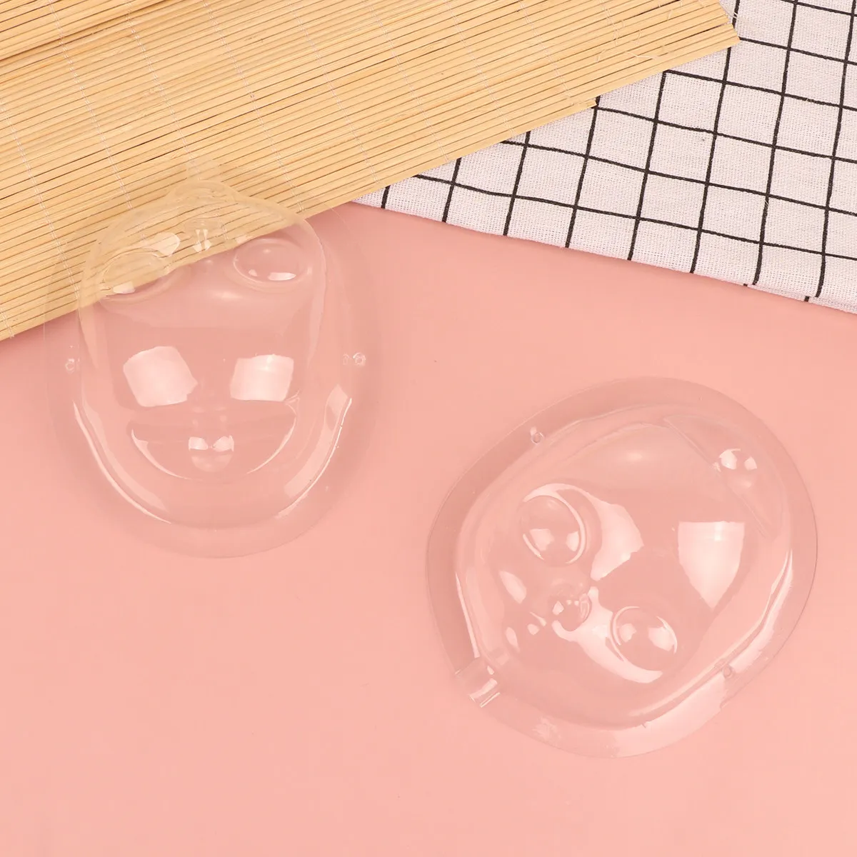 5Pcs Mini Face Mask Transparent Plastic Dustproof Cover for DIY Craft Accessories Loli Head Cover Makeup Supplies